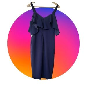 Elegant Navy Blue Ruffle Dress